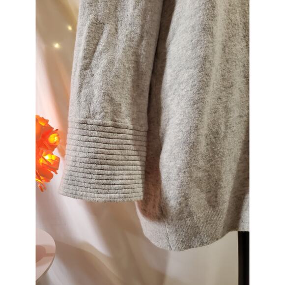 Ann Taylor Wool Alpaca Knit Gray Tunic Sweater Womens Size XL Bell Sleeve Ribbed - Picture 5 of 8